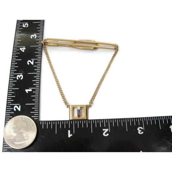 "FLT" Swank Tie Bar Chain Gold Tone Vintage Men Dress Accessories - Picture 4 of 13